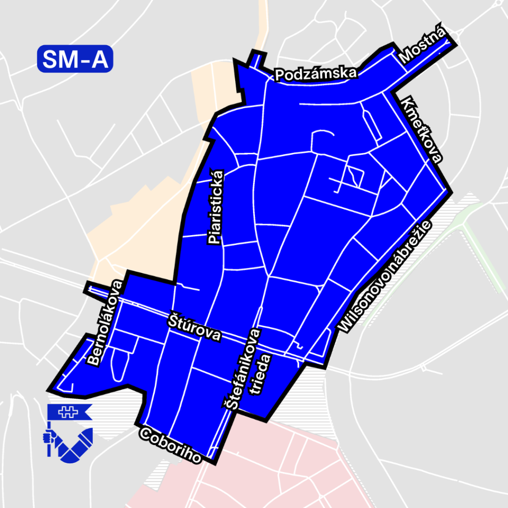 rezidentské parkovanie mapa zóny SMA