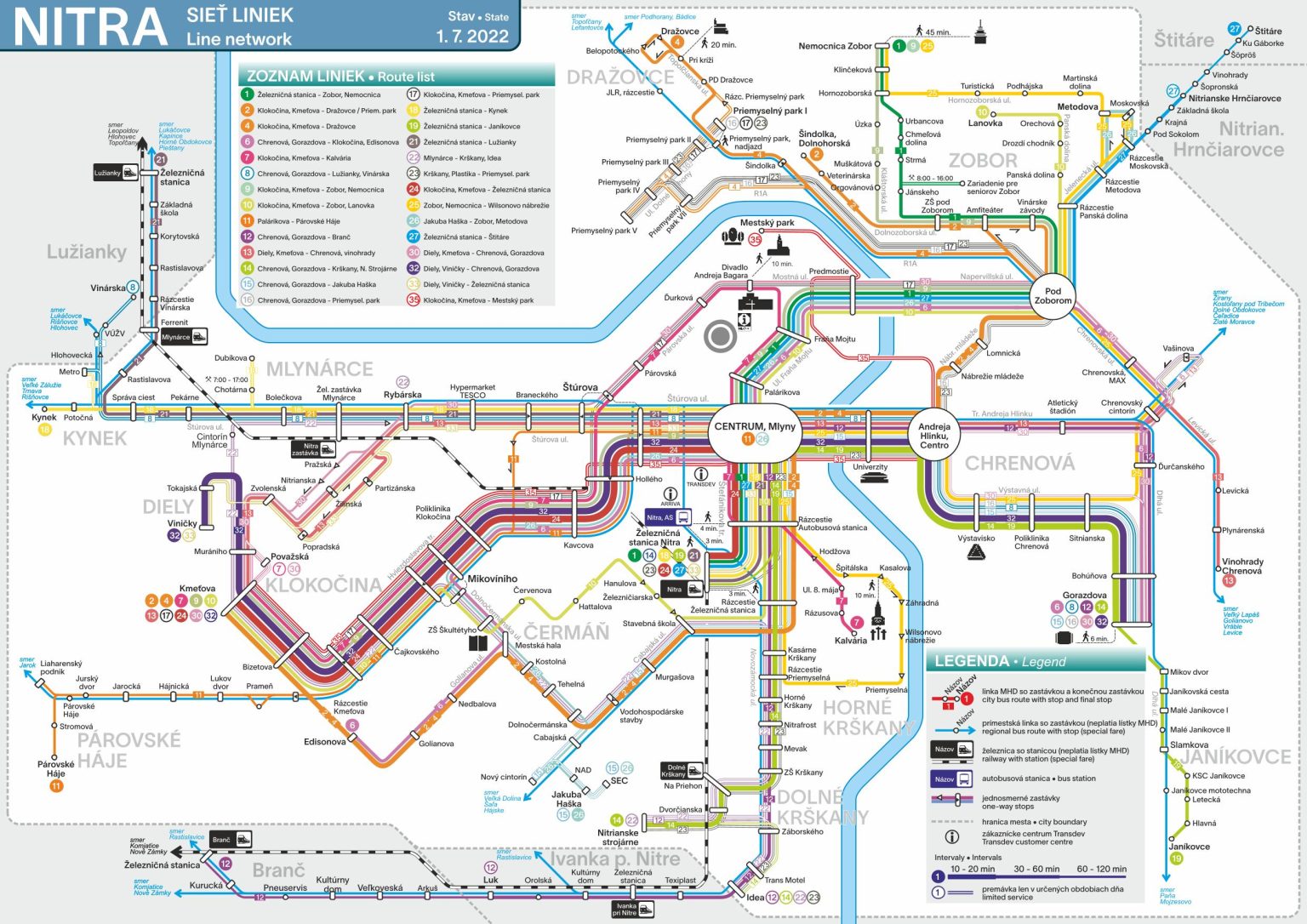 Mapa Nitry Mestská hromadná doprava Nitra - Nitra