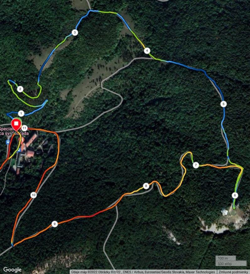 mapa bežeckej trasy na zobore