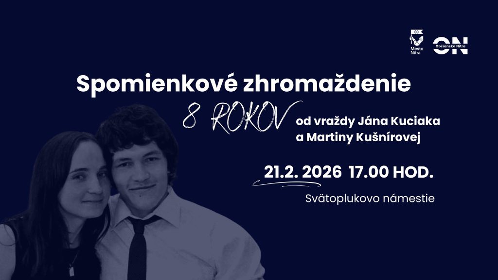 Plagát, na ktorom sú muž a žena, Ján a Martina s informáciami o spomienkovom stretnutí