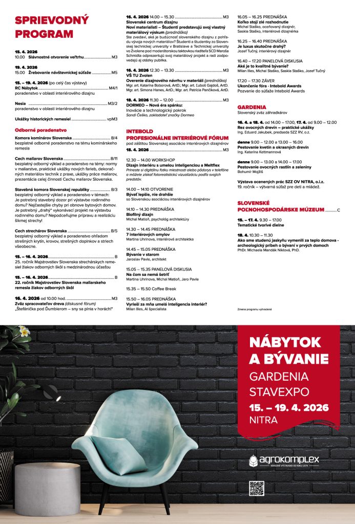 sprievodný program k výstavám nábytok a bývanie a gardenia