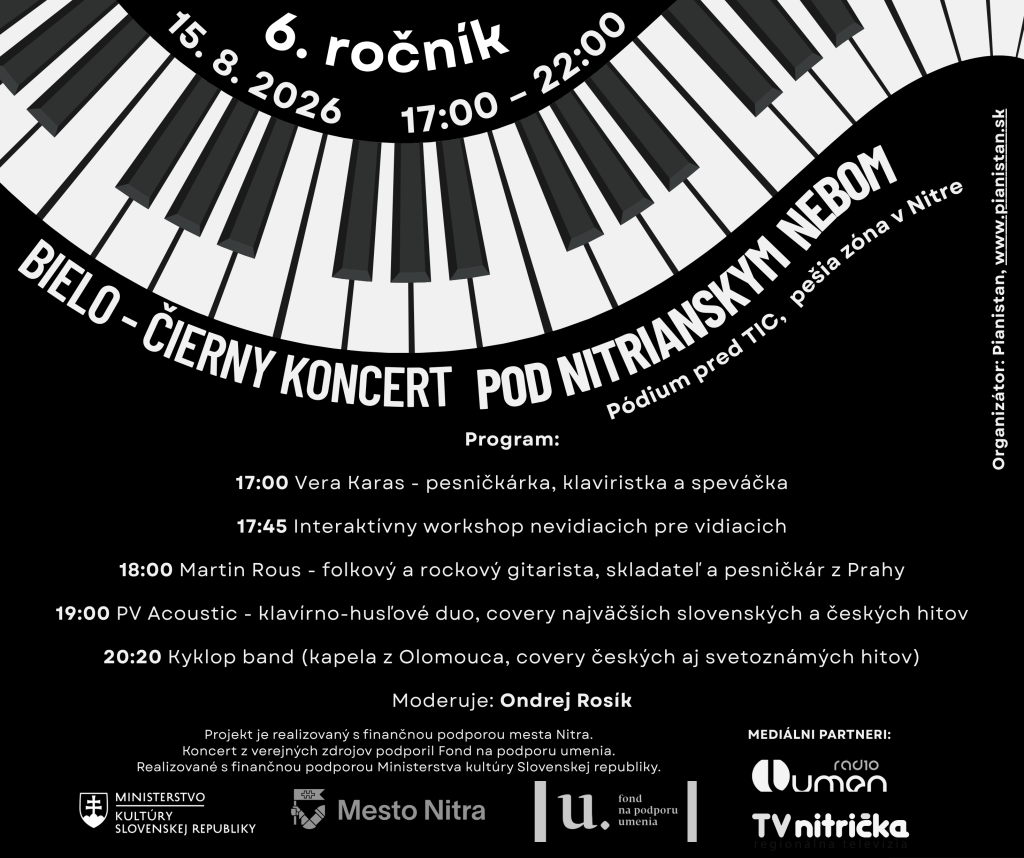 plagát klavír bielo-čierny koncert